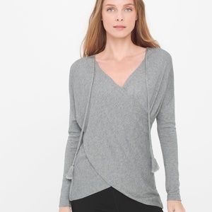 White House Black Market Cross Front Grey Sweater